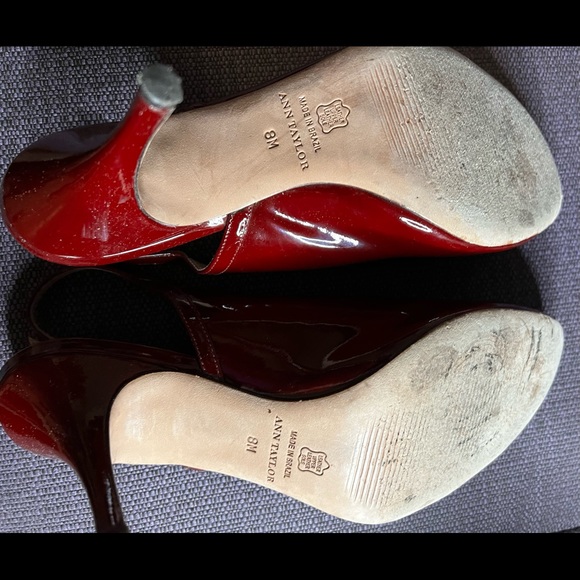 Ann Taylor peep toe slingback heels burgundy size 8 - Picture 4 of 7